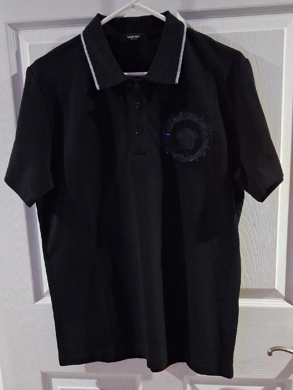 NWOT Versace Medusa Embroidered  Black Polo Shirt